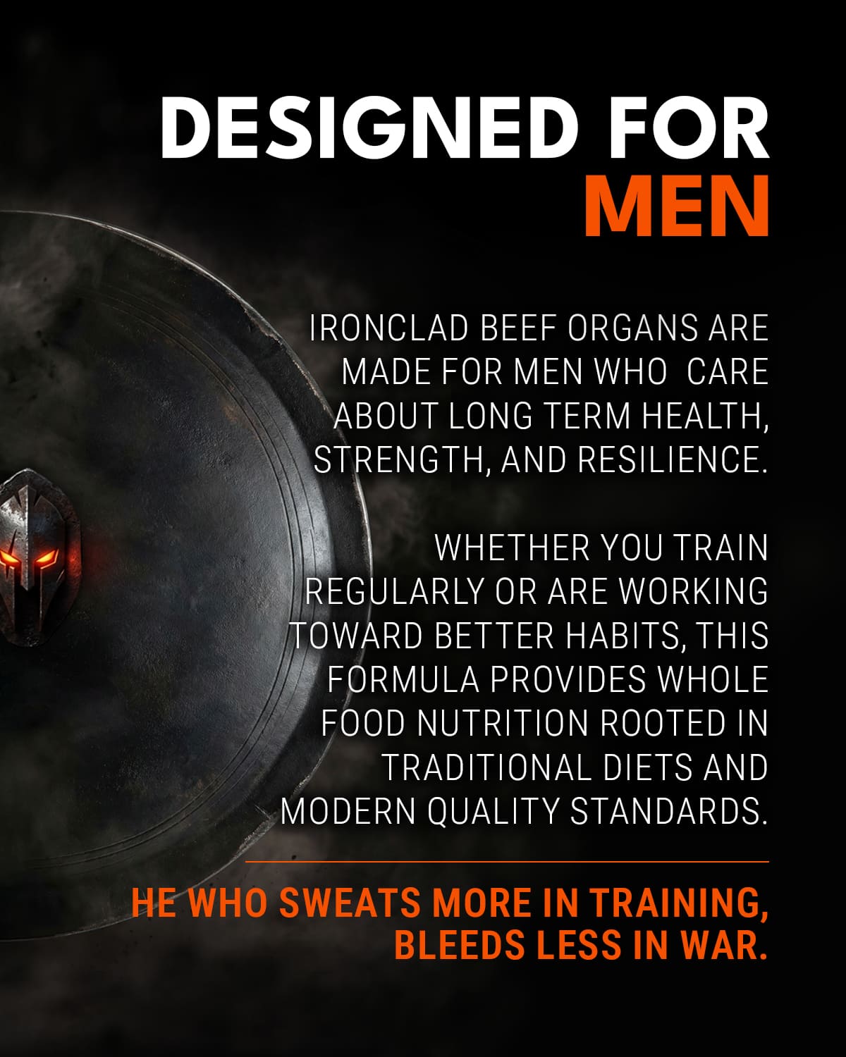 Ironclad Beef Organ Complex designed for men with Spartan shield graphic