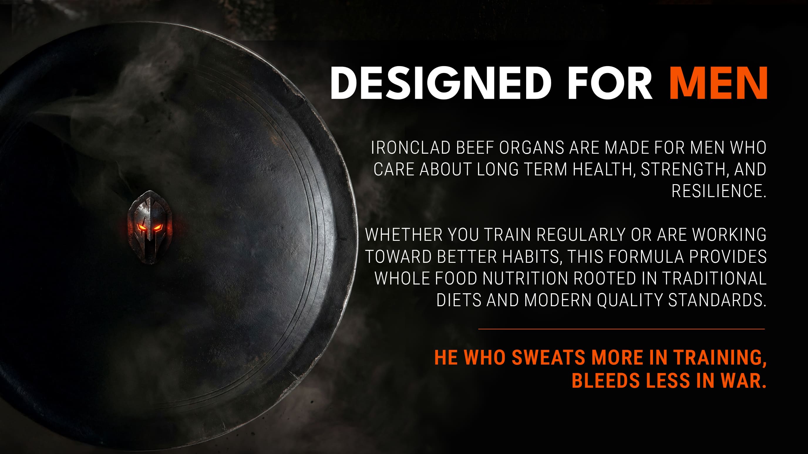 Ironclad Beef Organ Complex designed for men with Spartan shield graphic