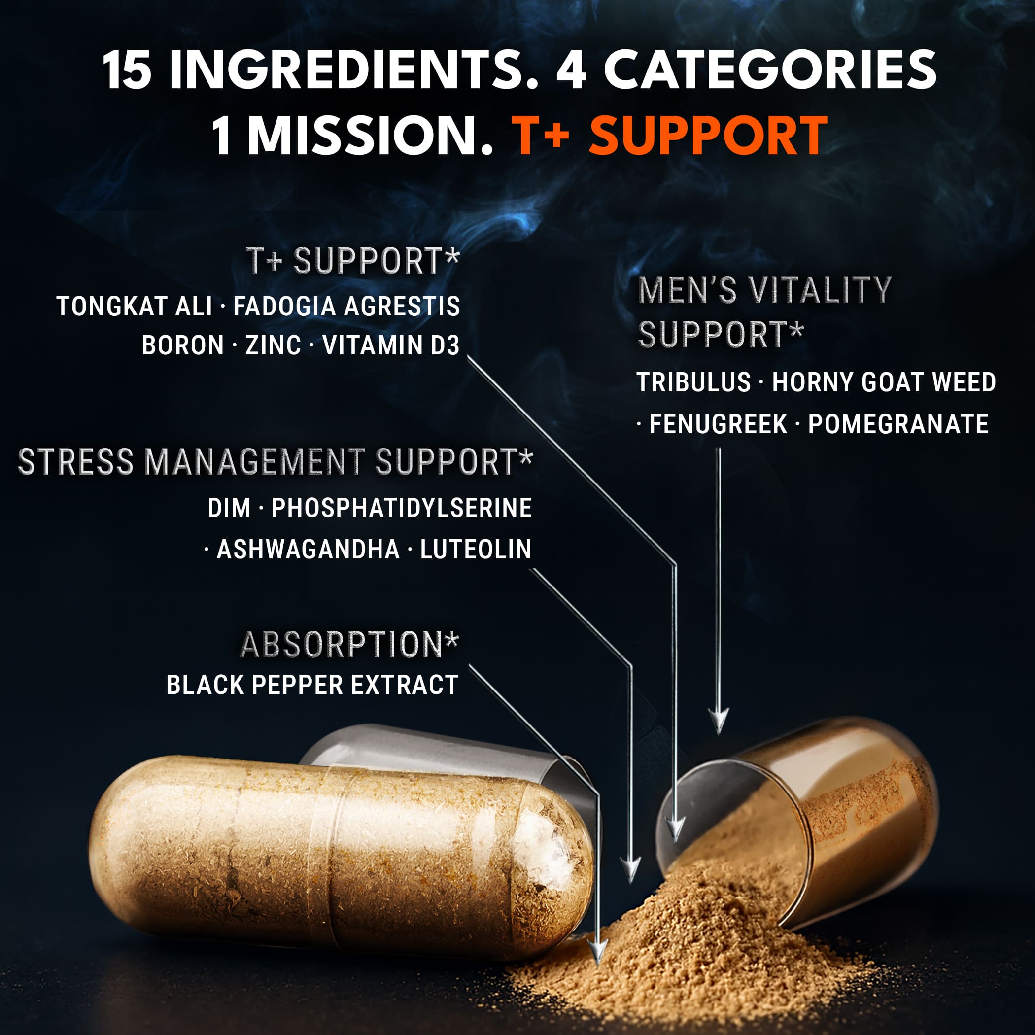 Testosterone+ Supplement for Men - 15 - in - 1 Performance Complex - Ironclad Nutrition
