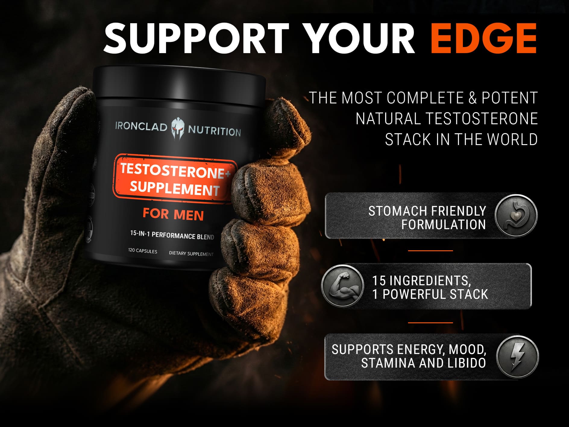 Ironclad Nutrition Testosterone+ Support